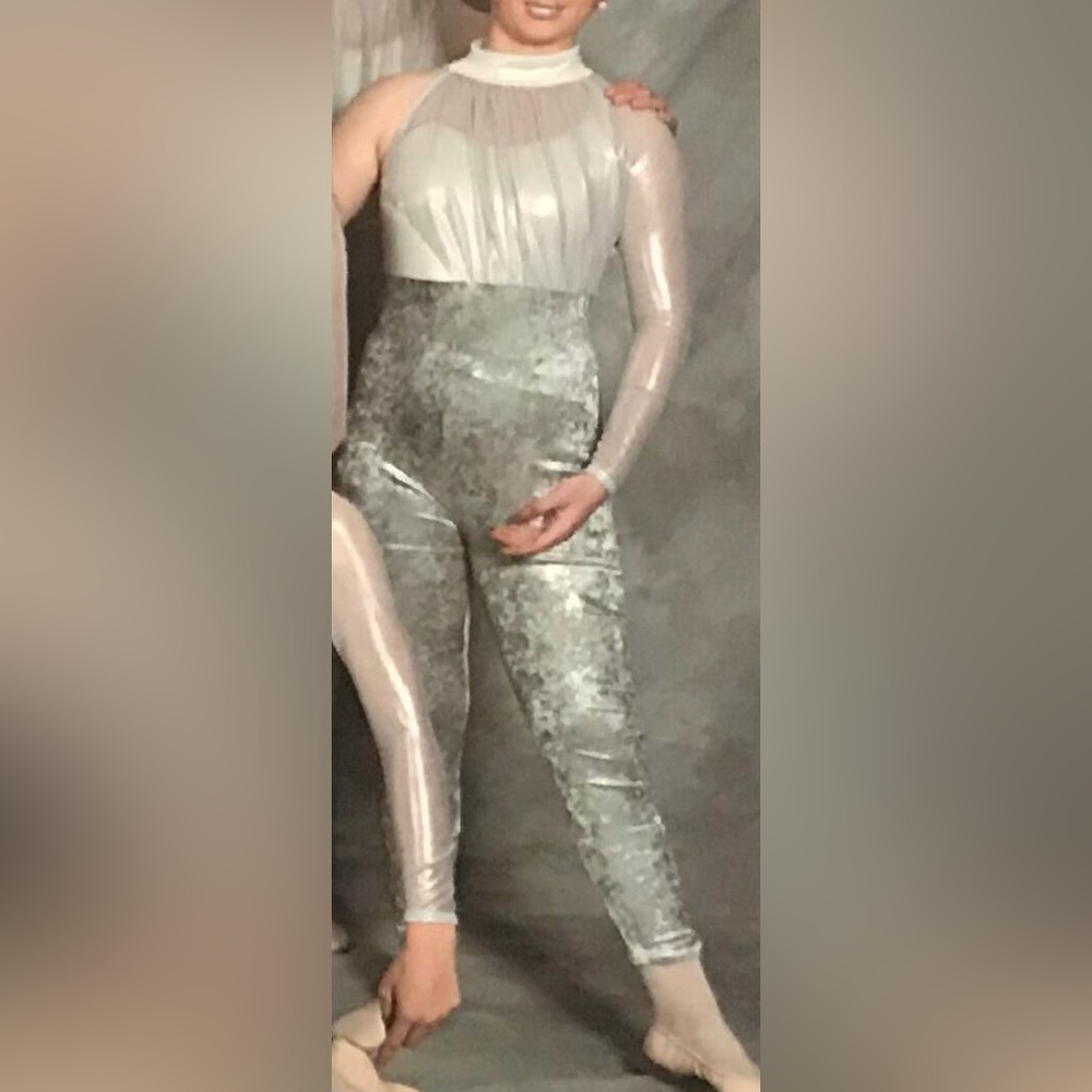Silver Velvet Dance Unitard